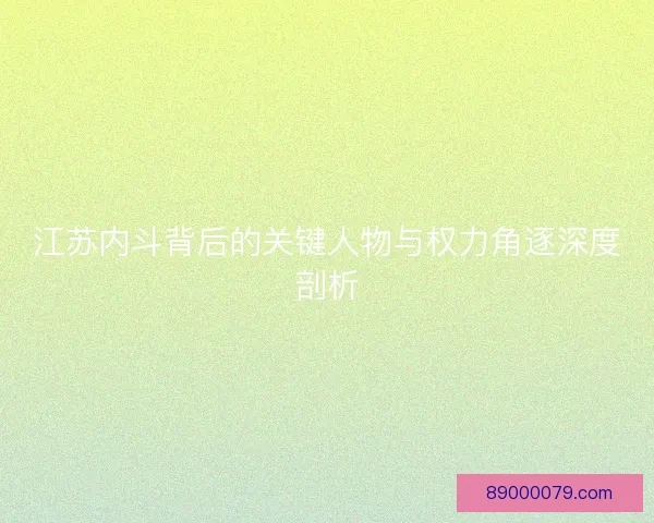 江苏内斗背后的关键人物与权力角逐深度剖析