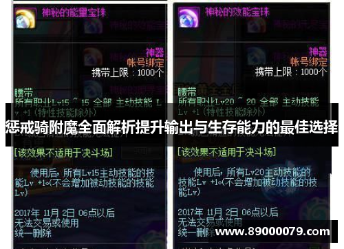 惩戒骑附魔全面解析提升输出与生存能力的最佳选择